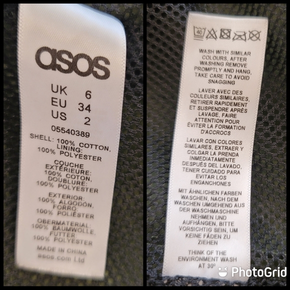 ASOS Fisherman Army Green Trench Coat  size 2 - Picture 4 of 16